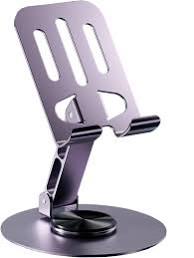 Adjustable universal phone stand showing its rotating design for convenient smartphone viewing.