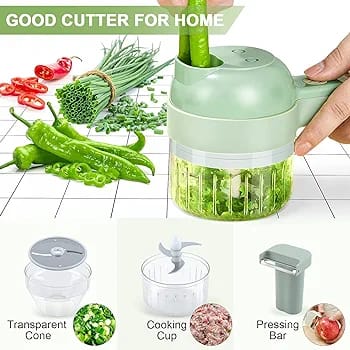 Portable wireless electric food chopper for convenient kitchen food preparation
