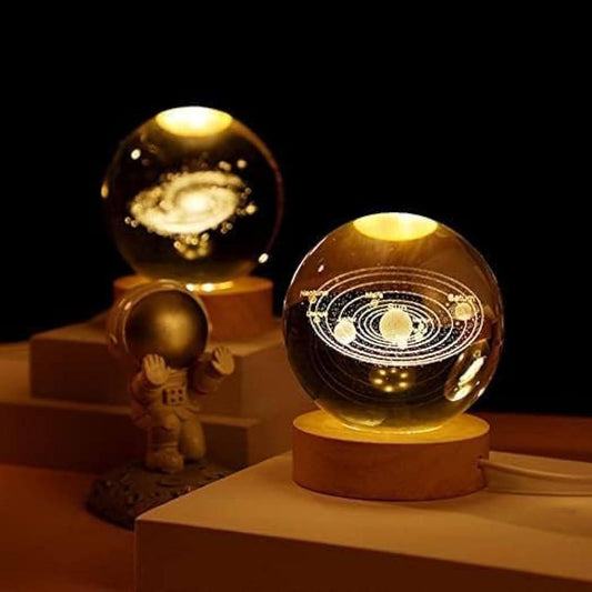 3D galaxy crystal ball night light with decorative galaxy design