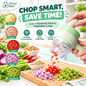 4-in-1 handheld electric vegetable cutter in mint green and white for chopping garlic, onion, chili, peanuts and vegetables, compact kitchen gadget by Zimal Mart.
