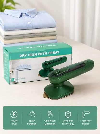 Compact handheld travel iron designed for convenient clothes ironing at home or while travelling.