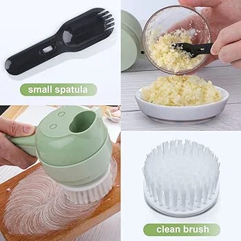 Handheld electric vegetable cutter with cleaning brush kitchen accessory
