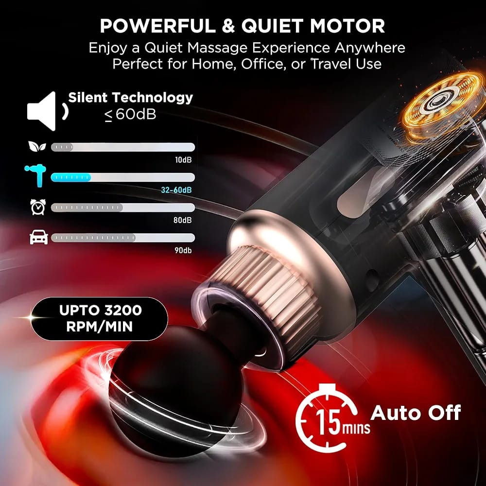 Rechargeable Massage Gun – 4 Speed Levels & 4 Massage Heads