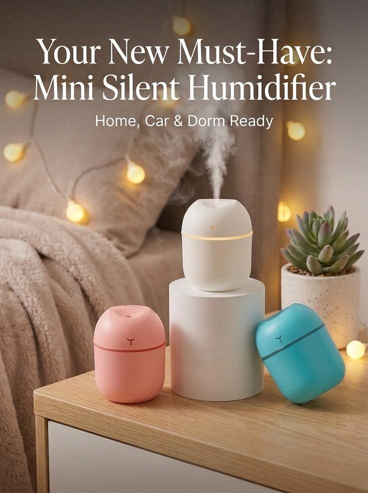 Compact USB humidifier placed on a desk for convenient use at home or in the office.