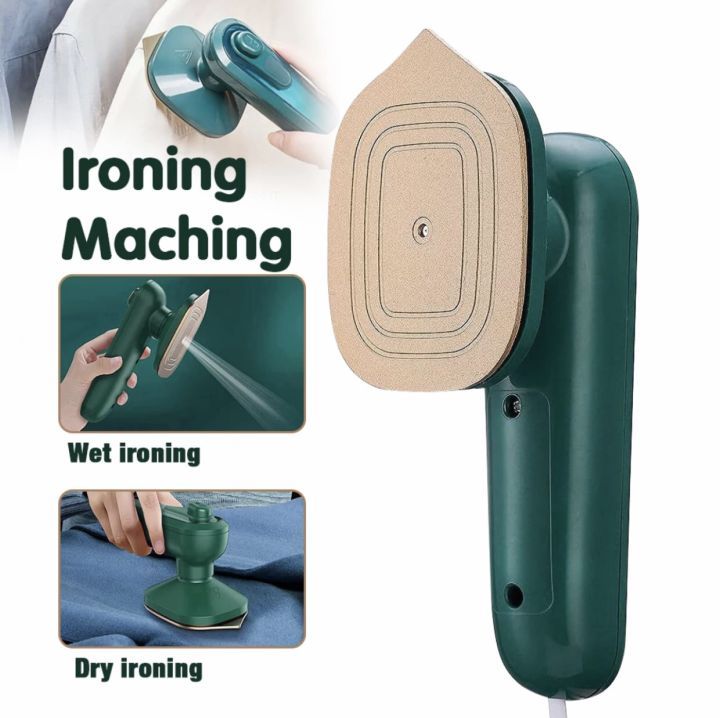 Portable 1000W travel iron with spray function for everyday garment care.