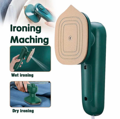 Portable 1000W travel iron with spray function for everyday garment care.