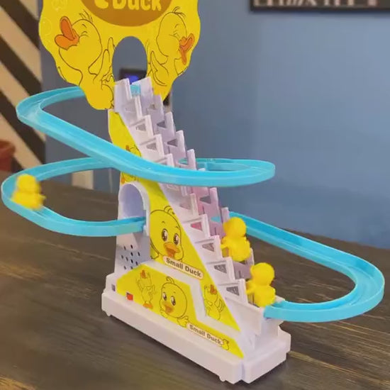 Colorful Duck Track Racing Toy for Kids with Yellow Ducks and Blue Spiral Tracks