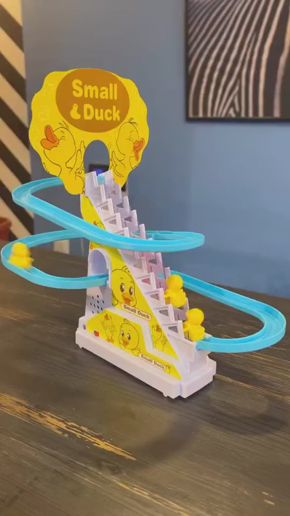 Colorful Duck Track Racing Toy for Kids with Yellow Ducks and Blue Spiral Tracks