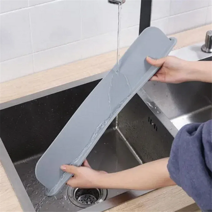 Flexible silicone faucet splash protector for sink countertops